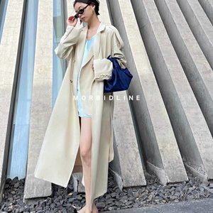 Wool Oversized Creamy Trench Coat Beige Outwear Jacket SIZE 0